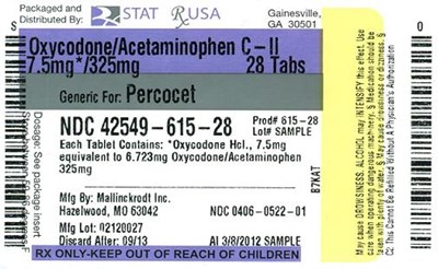 Principal Display Paneloxycodone/apap 7.5/325mg, 30 Tablets (Oxy Apap C Ii  7 5 325 mg Label  42549)